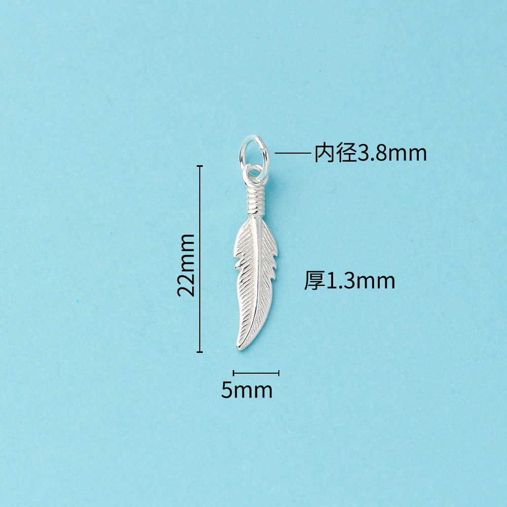 S925 silver feather Charm