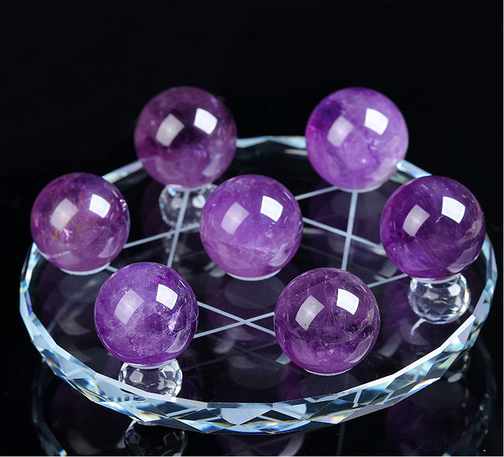 Natural Amethyst Ball Seven Star Array Crystal Ball Ornament