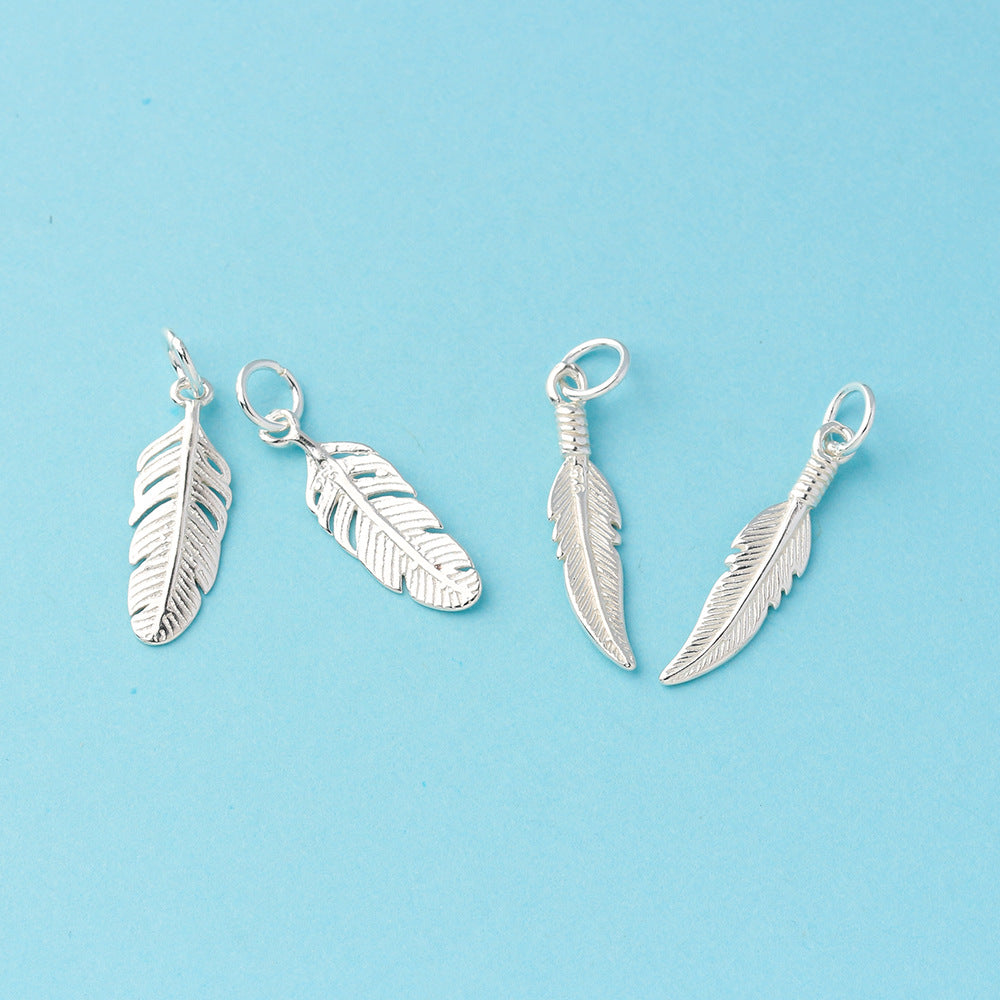 S925 silver feather Charm