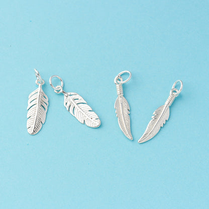 S925 silver feather Charm