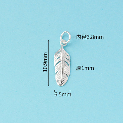 S925 silver feather Charm