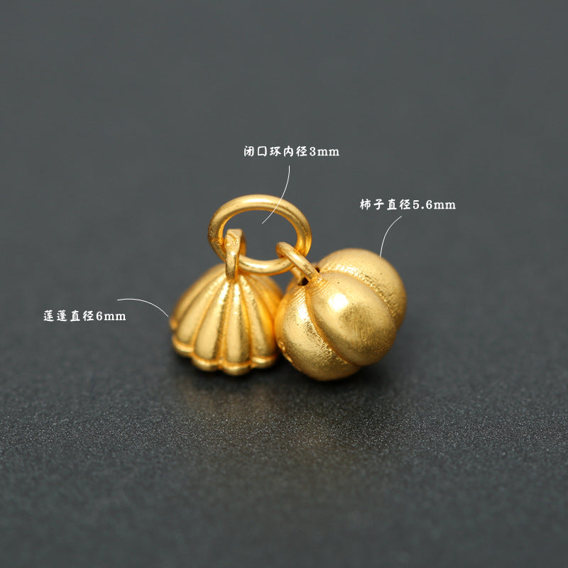 S925 Silver Persimmon Lotus Pendant