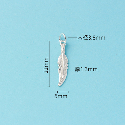 S925 silver feather Charm