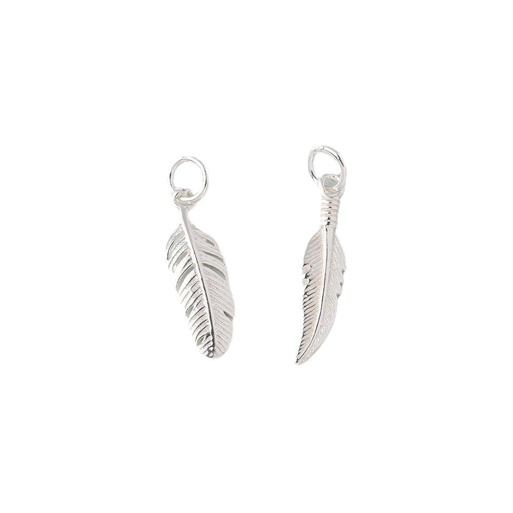 S925 silver feather Charm